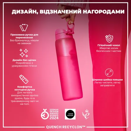 Пляшка для води ION8 1000 мл. (ЕКО пляшка) BPA Free, Pink