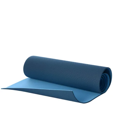 Килимок для фітнесу та йоги TPE+TC TPE-6BL 183 см 61 см 6 мм синій-блакитний