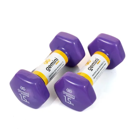 Гантелі Sport для фітнесу з вініловим покриттям 2 шт по 1,5 кг GSD-1.5PUR