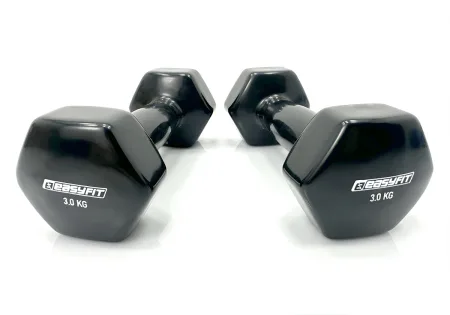 Гантель для фітнесу 3 кг EasyFit із вініловим покриттям чорна
