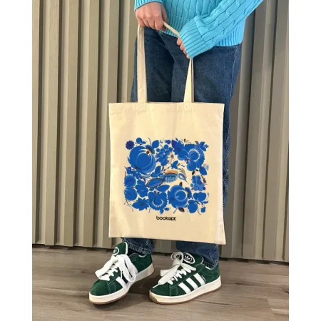 Екошопер BookOpt BK4001 петриківський розпис сині квіти бежевий