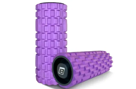 Масажний ролик EasyFit Grid Roller 33 см v.1,1 міцний масажер фіолетовий