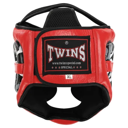 Шолом боксерський з повним захистом шкіряний TWINS розмір Червоний S