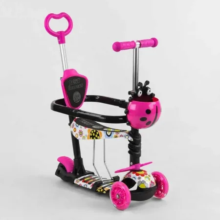 Самокат 5в1 Best Scooter - рожевий/Мультіколор