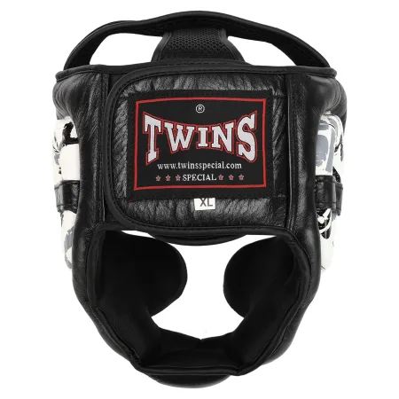 Шолом боксерський з повним захистом шкіряний TWINS розмір чорний S