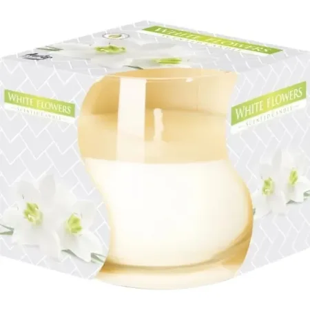 Ароматична свічка в скляному стакані Bispol Білі квіти (SN 71-179)