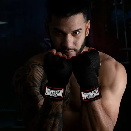 Бинти рукавиці PowerPlay 3096 з гелевими подушечками Чорні - S