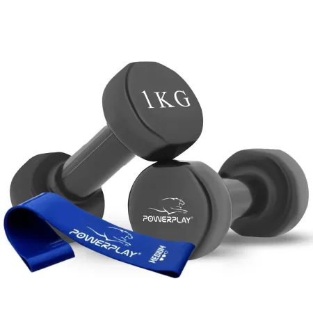 Гантелі вінілові PowerPlay 2 * 1 кг. PP_4121 Чорні (2шт. - пара)