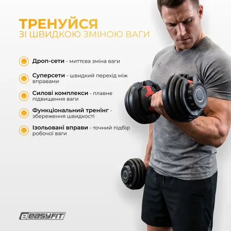 Гантель набірна EasyFit 1,5–16 кг