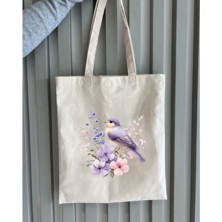 Екошопер BookOpt BK 4106 пташка на квітах бежевий