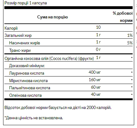 Coconut Oil 1000 мг - 60 капсул