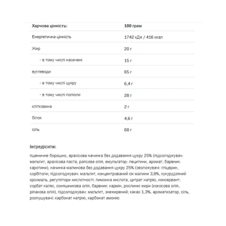 Fitking Delicious cookie 128 г арахісове масло з малиновим желе (до 07,26)