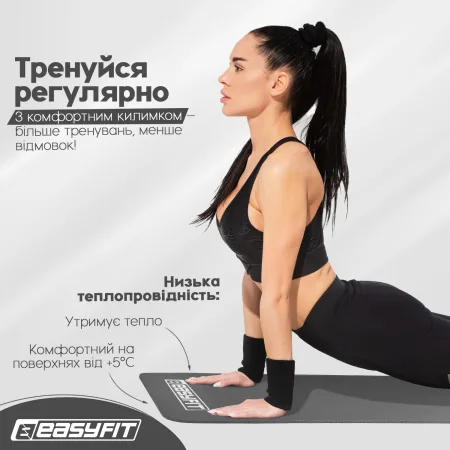 Килимок для фітнесу та йоги EasyFit NBR 10 мм сірий