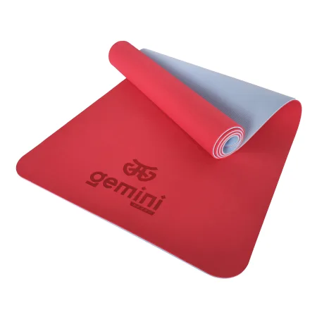 Fitness and Yoga Mat Sport TPE+TC 6 mm Red/Grey