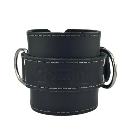 Манжет (ремінь) для силової тяги на гомілку та зап'ястя шкіряний 1 шт чорний