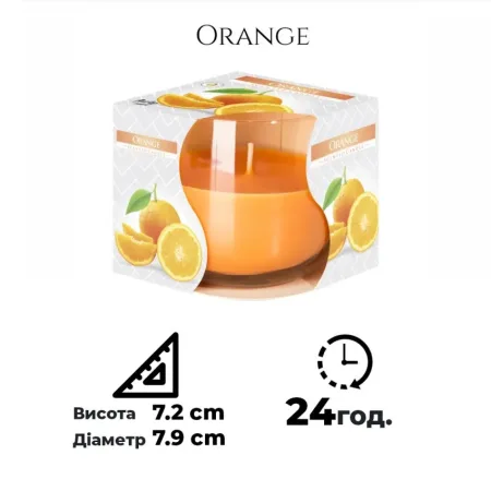 Ароматична свічка в скляному стакані Bispol апельсин (SN 71-63)