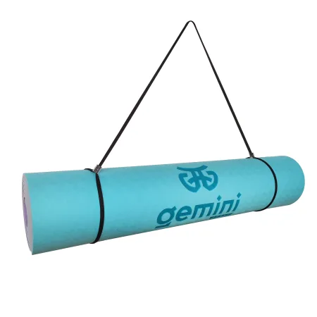 Килимок для фітнесу та йоги Sport TPE+TC 6 мм - бірюзово-рожевий