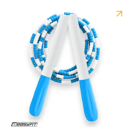 Бісерна скакалка EasyFit FreeRope 2,7 м (біло-блакитна)