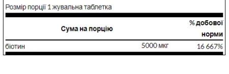 Biotin 5000 мкг - 60 жув. таблеток вишневий смак