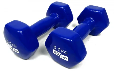 Гантель для фітнесу з вініловим покриттям 2 шт по 5 кг GoDo GD5.0BL