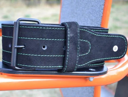Пояс для важкої атлетики MadMax MFB-301 Suede Single Prong шкіряний Black/Green L