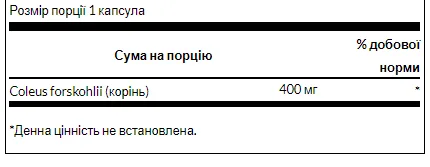 Coleus Forskohii 400 мг - 60 капсул