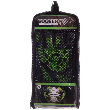 Рукавички професійні воротарські SOCCERMAX 9 - зелений/чорний