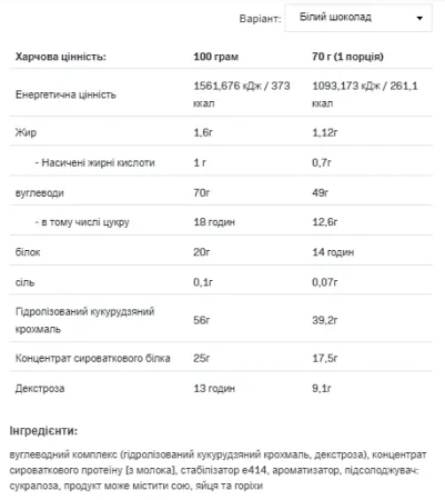 Mass Acceleration - 3 кг білий шоколад