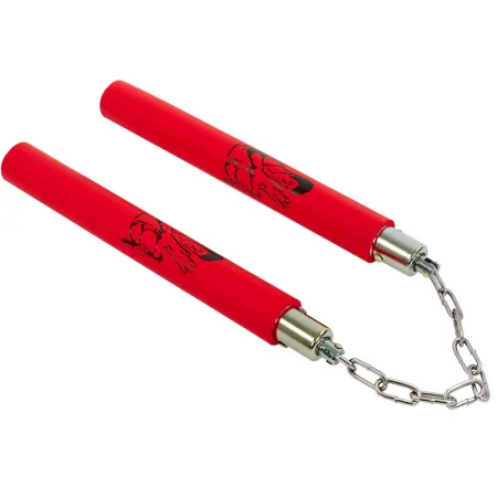 Нунчаку тренувальні з ланцюгом - червоний