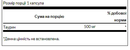 Taurine 500 мг - 100 капсул