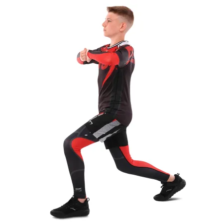 Костюм компресійний дитячий рашгард лонгслів штани та шорти VNM UFC FIGHT WEEK 2XS-L, чорний-червоний 9539B-9639B-V5030 L