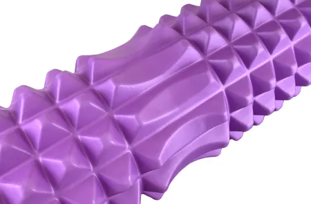 Масажний ролик EasyFit Grid Roller 33 см v.1,2 із заглушками з обох сторін фіолетовий