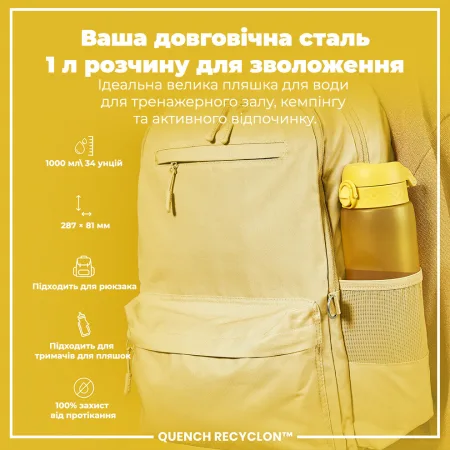 Пляшка для води ION8 1000 мл. (ЕКО пляшка) BPA Free, Yellow
