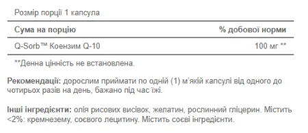 Q-SORB™ Co Q-10 100 мг - 60 софтгель