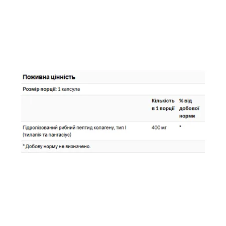 Type I Hydrolyzed Marine Collagen Peptides 400 мг - 60 капсул