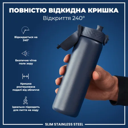 Пляшка для води металева ION8 600 мл. Stainless Steel , Ash Navy