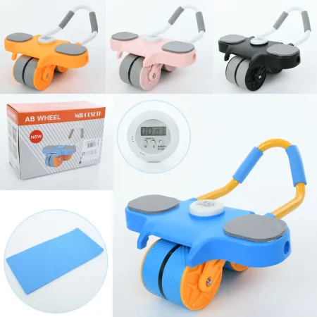 Колесо-тренажер для преса з килимком та таймером синій