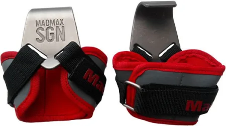 Гаки для тяги на зап'ястя MadMax MFA-330 Lat Hooks Antic silver/Grey/Red