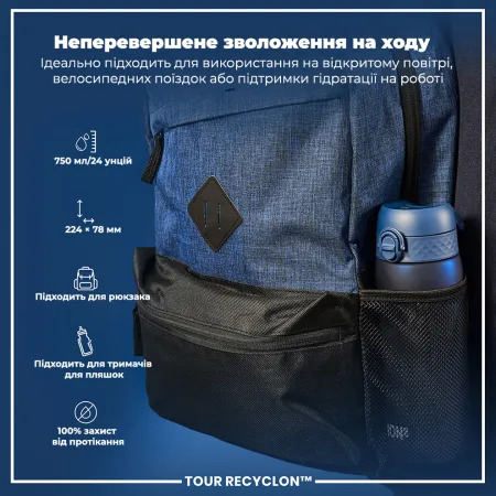 Пляшка для води ION8 750 мл. (ЕКО пляшка) BPA Free, Navy