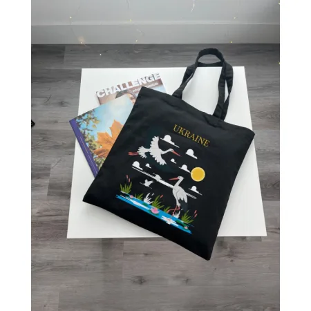 Екошопер BookOpt ВК4065 Ukraine «журавлі» символ щастя чорний