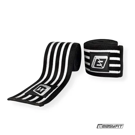 Бинт для присідань EasyFit фіксатор колінного суглоба (чорно-білий)