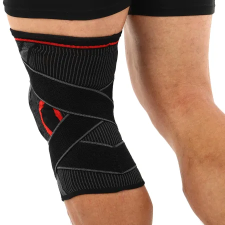 Наколінник бандаж еластичний з фіксуючим ременем та силіконовим кільцем та спіральними ребрами жорсткості SIBOTE 1 шт XL