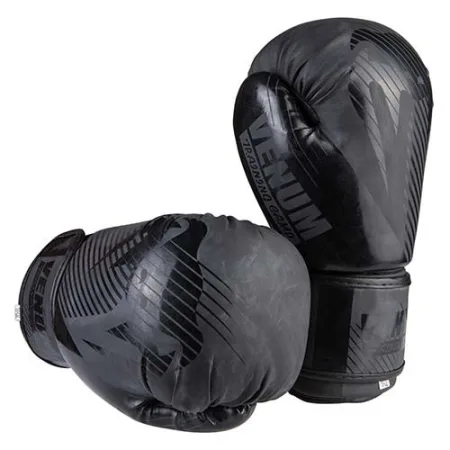 Рукавички боксерські Venum 8 унцій чорний матовий