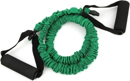 Еспандер трубчастий із ручками в захисному рукаві червоний