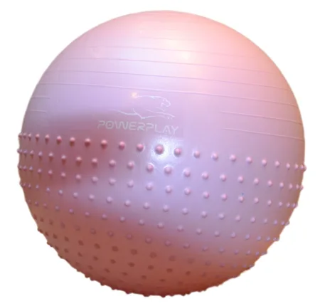 М'яч для фітнесу фітбол напівмасажний PowerPlay 4003 Ø65 cm Gymball Ліловий + помпа