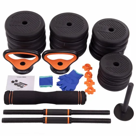 Transformer set dumbbells kettlebell barbell stands 6in1 FED 40 kg black