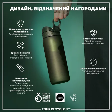 Пляшка для води ION8 750 мл. (ЕКО пляшка) BPA Free, Dark Green