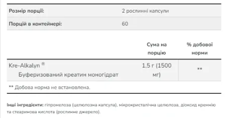 Kre-Alkalyn(R) Creatine 750 мг - 120 капсул
