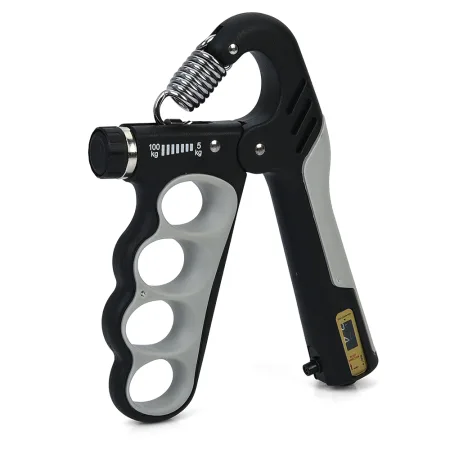 Еспандер кистьовий пружинний з лічильником та регульованим навантаженням 5-100 кг Чорний-Сірий