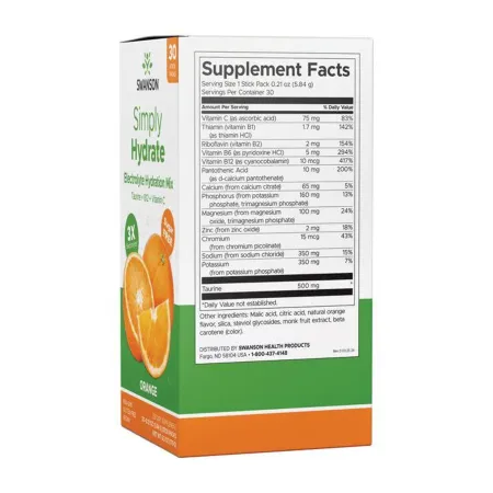 Simply Hydrate Electrolyte Hydration Mix - 30 упаковок Апельсин